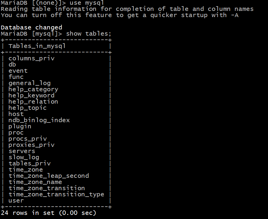  查看基本数据库